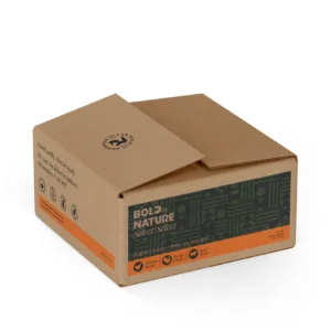 A closed cardboard box with the label "Bold by Nature Select" printed on it. The box is rectangular with two flaps on top. Icons and text are also visible on the front side.