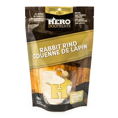 Hero Dehydrated Rabbit Rind 6pcs Bones Pet Boutique