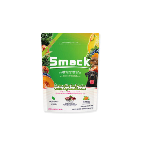 Smack Lip Smacking Lamb for Dogs 1.5 kg is made with fresh ingredients like fruits and vegetables. The packaging emphasizes benefits such as being 100% natural and antioxidant-rich, providing your furry friend with the nourishment they deserve.