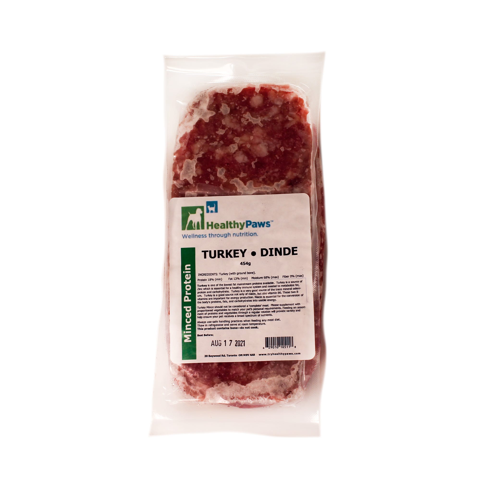 Healthy Paws Turkey Mince lb Bones Pet Boutique