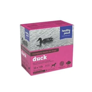 Healthy Paws Duck logo representing natural, nutritious duck-based pet treats.