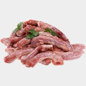 A pile of Tollden Farms Chicken Neck 4 lbs, garnished with green parsley, displayed on a white background.